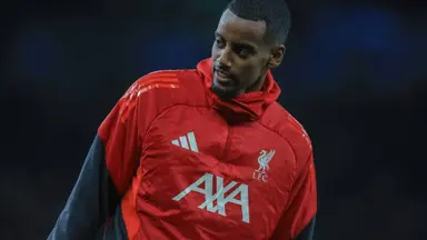 Alexander Isak Golden Boot: Alexander Isak wearing Liverpool FC training apparel