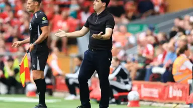 Man City breach Liverpool payout: Andoni Iraola gesturing on the touchline during a Premier League match